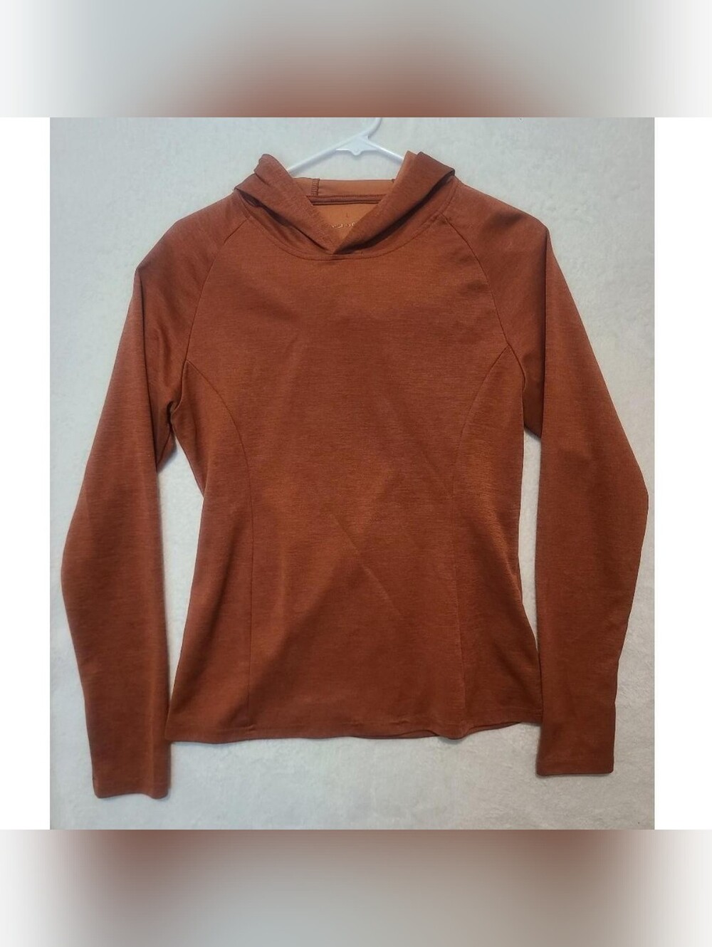 Women's Lightweight Orange Rust Hooded Long-Sleeve Top